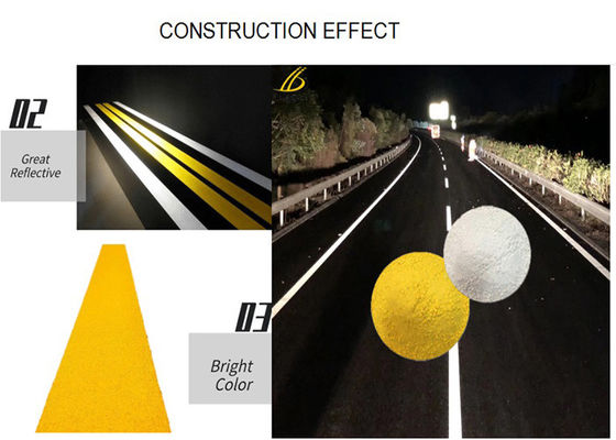 ซื้อ สภาพสแตนดาร์ด AASHTO M249 สีการตราเส้นทางแบบเทอร์โมพลาสติกที่มีการสะท้อนแสงสูง มีกระจกแก้ว 30% การผลิตออนไลน์